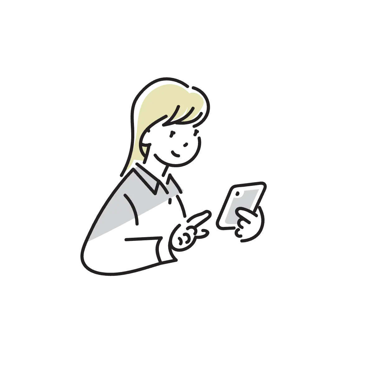 スマホを見る女性のイラスト